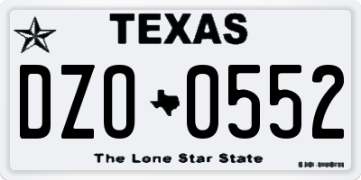 TX license plate DZO0552