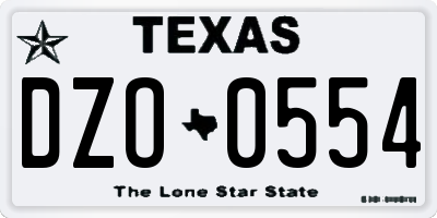 TX license plate DZO0554