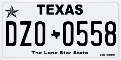 TX license plate DZO0558
