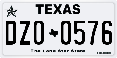 TX license plate DZO0576