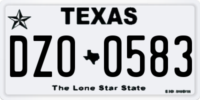 TX license plate DZO0583