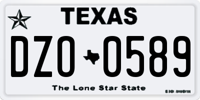 TX license plate DZO0589