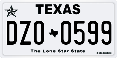 TX license plate DZO0599