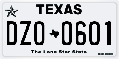 TX license plate DZO0601