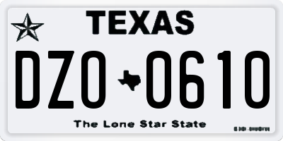 TX license plate DZO0610