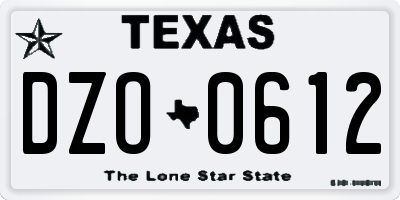 TX license plate DZO0612