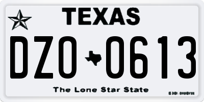 TX license plate DZO0613