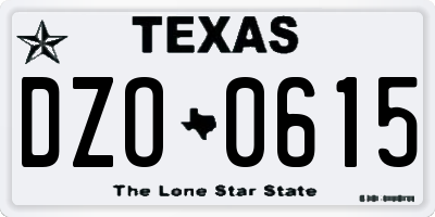 TX license plate DZO0615