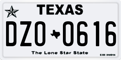 TX license plate DZO0616