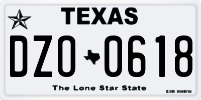 TX license plate DZO0618