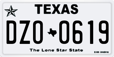 TX license plate DZO0619