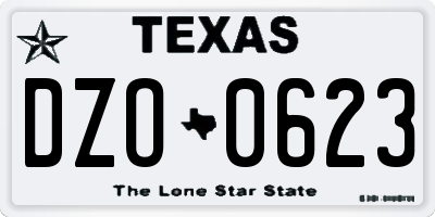 TX license plate DZO0623