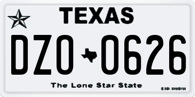 TX license plate DZO0626