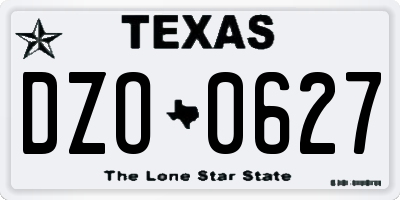TX license plate DZO0627