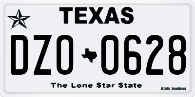 TX license plate DZO0628