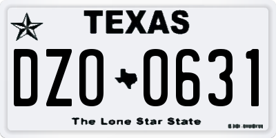 TX license plate DZO0631