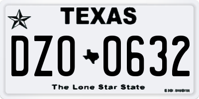 TX license plate DZO0632