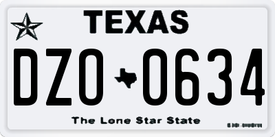 TX license plate DZO0634
