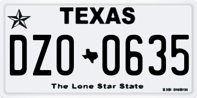 TX license plate DZO0635
