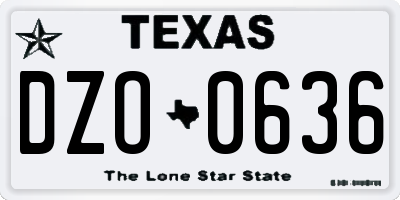 TX license plate DZO0636