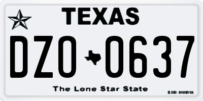 TX license plate DZO0637
