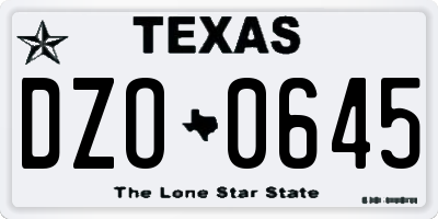 TX license plate DZO0645