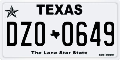 TX license plate DZO0649