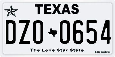TX license plate DZO0654