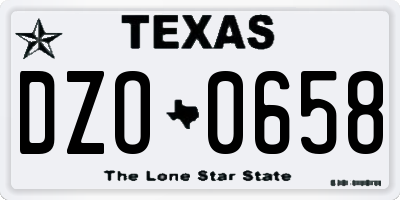 TX license plate DZO0658