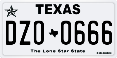 TX license plate DZO0666