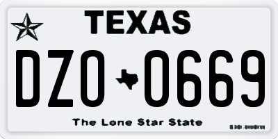 TX license plate DZO0669