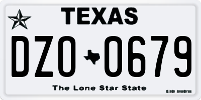 TX license plate DZO0679