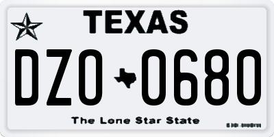 TX license plate DZO0680