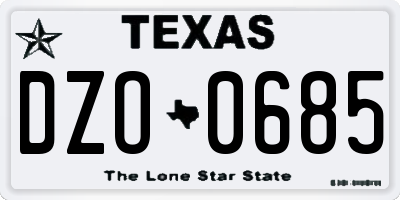 TX license plate DZO0685
