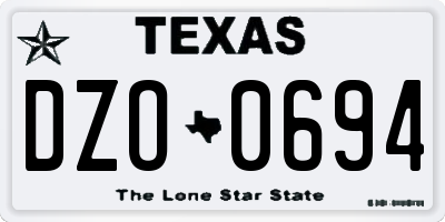 TX license plate DZO0694