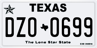 TX license plate DZO0699