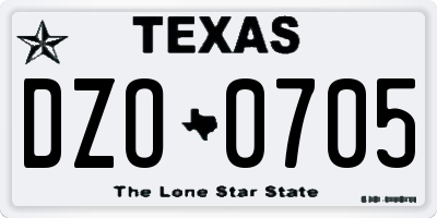 TX license plate DZO0705
