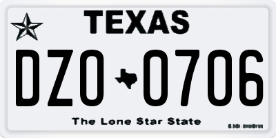 TX license plate DZO0706