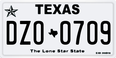 TX license plate DZO0709