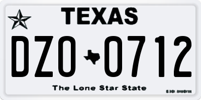 TX license plate DZO0712