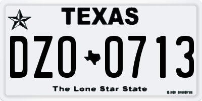TX license plate DZO0713