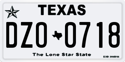TX license plate DZO0718