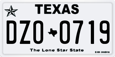 TX license plate DZO0719