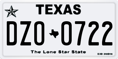 TX license plate DZO0722
