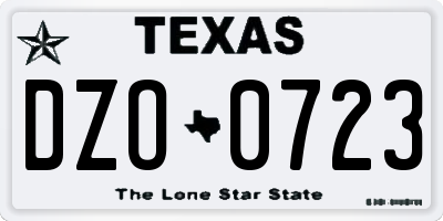 TX license plate DZO0723