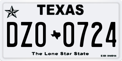TX license plate DZO0724