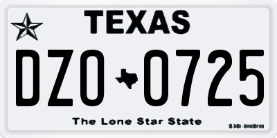 TX license plate DZO0725