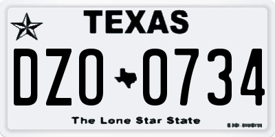 TX license plate DZO0734