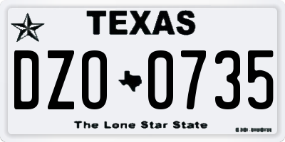 TX license plate DZO0735