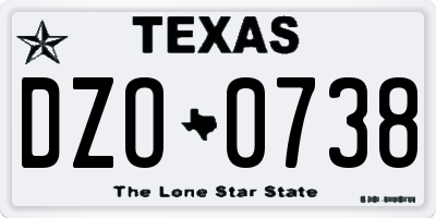 TX license plate DZO0738
